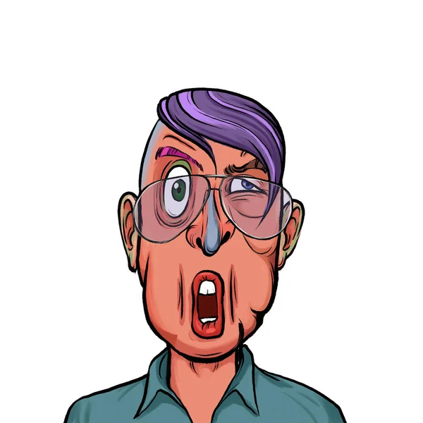 Caricatura Humor Ilustração Pessoa Desenho Animado Imaginário Com Expressão Facial — Fotografia de Stock