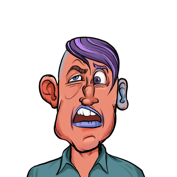 Karikatur Humor Illustration Von Imaginären Cartoon Person Mit Lustigen Gesichtsausdruck — Stockfoto