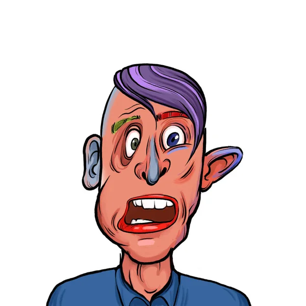 Caricature Humor Illustration Imaginära Tecknad Person Med Rolig Ansiktsuttryck Isolerad — Stockfoto