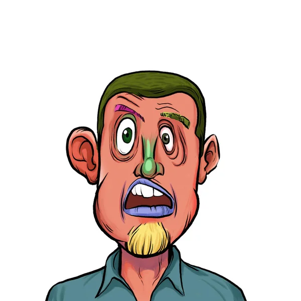Ilustración Humor Caricatura Persona Dibujos Animados Imaginarios Con Expresión Facial — Foto de Stock