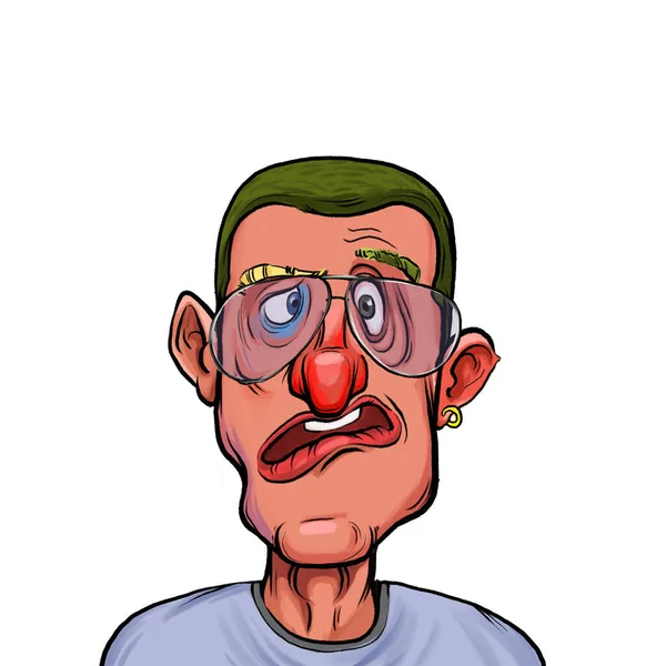 Ilustración Humor Caricatura Persona Dibujos Animados Imaginarios Con Expresión Facial — Foto de Stock