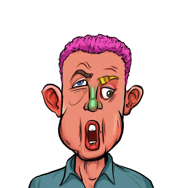 Caricature Humor Illustration Imaginära Tecknad Person Med Rolig Ansiktsuttryck Isolerad — Stockfoto
