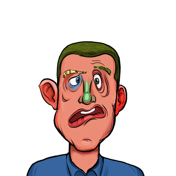 Карикатура Юмористическая Ручная Иллюстрация Воображаемого Мультяшного Человека Забавным Лицом Выделенным — стоковое фото