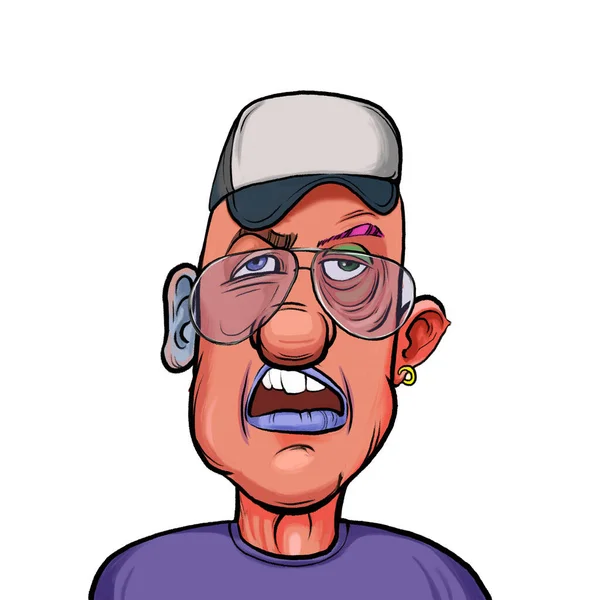 Karikatura Humorné Ručně Kreslené Ilustrace Imaginární Kreslený Člověk Legrační Tvář — Stock fotografie
