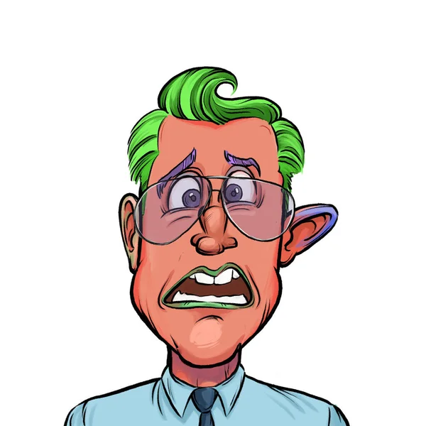 Ilustración Humor Caricatura Persona Dibujos Animados Imaginarios Con Expresión Facial —  Fotos de Stock