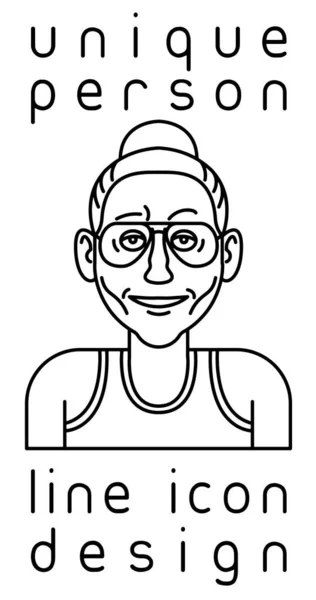 ユニークな本物の架空の人物のラインアイコンユーザープロフィール画像の肖像ベクトルイラスト — ストックベクタ