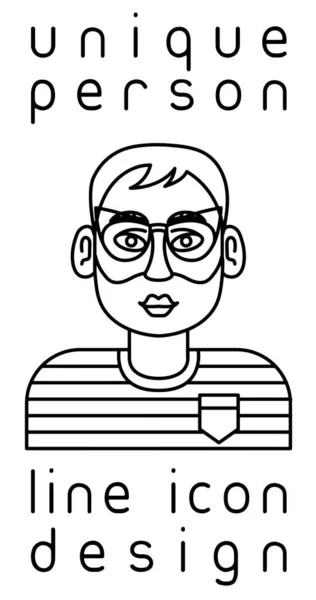 Unique Authentique Imaginaire Personne Ligne Icône Utilisateur Profil Photo Portrait — Image vectorielle