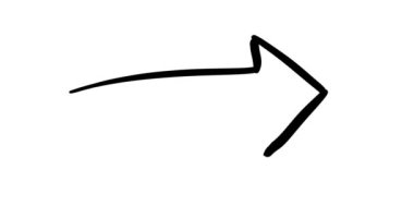 Canlandırılmış el çizilmiş karalama oku beyaz arkaplanda izole edilmiş ifadeyle işaret levhasını kaydırır