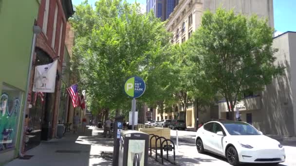 Raleigh North Carolina United States 2022 Street View Buildings Downtown — Stock Video