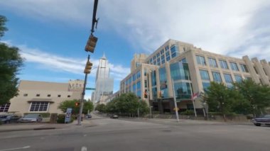 Raleigh, North Carolina, United States - 08 05 2022: street view of buildings and streets in downtown Raleigh, NC
