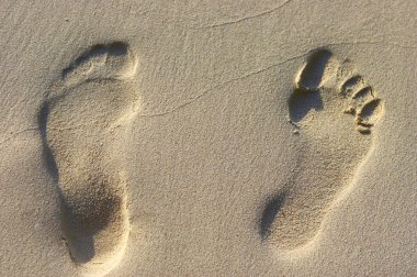 bir kum üzerinde ayak sesleri