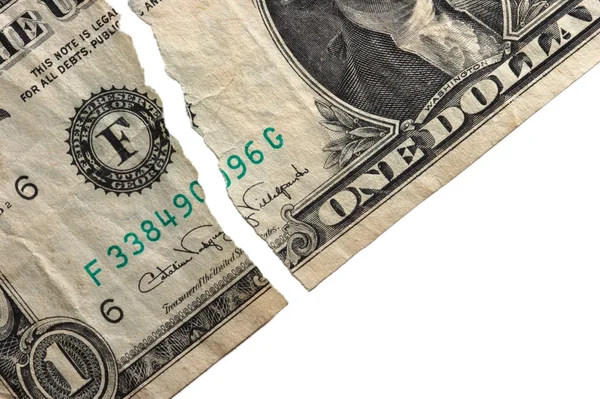 Ripped dollar — Stock Photo, Image