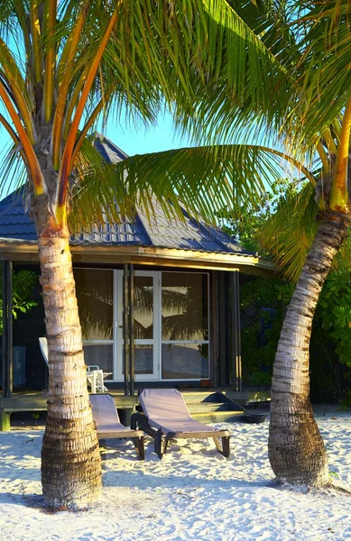Tropical bungalow is on the beach — Stock Photo, Image
