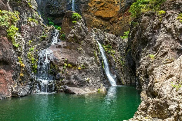 Tamarinvattenfall Mauritius Indiska Öseanen Stockbild