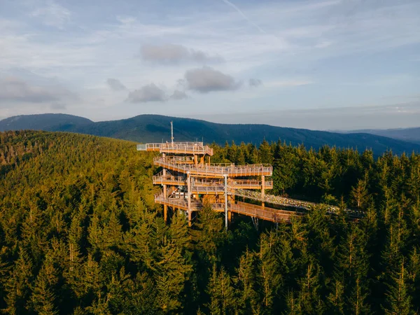 A mountain watchtower Stezka Valaska in Beskydy natural preserve in the Czech Republic. High quality photo