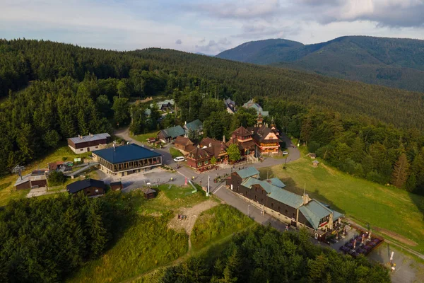 Aerial view over Pustevny in Beskydy in the Czech Republic. High quality photo