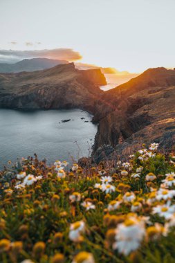 Sunset at Ponta de Sao Lourenco in Madeira Portugal Island. High quality photo