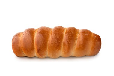 Sosisli börek beyaz arka planda izole edilmiş. kırpma yolu ile.