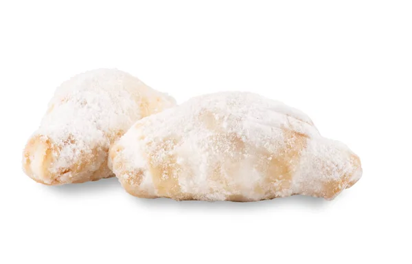Panecillos Recién Horneados Salpicados Azúcar Aislado Sobre Fondo Blanco —  Fotos de Stock