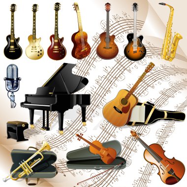 akorları sayfası çeşitli müzik aletleri koleksiyonu