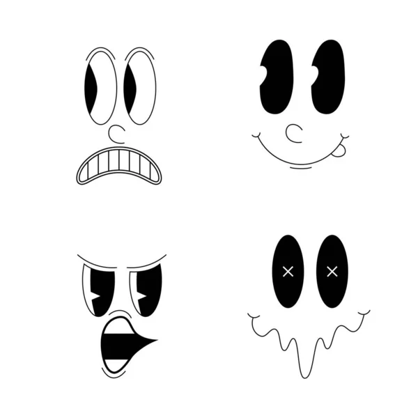 Retro-Charaktere lustige Gesichter — Stockvektor