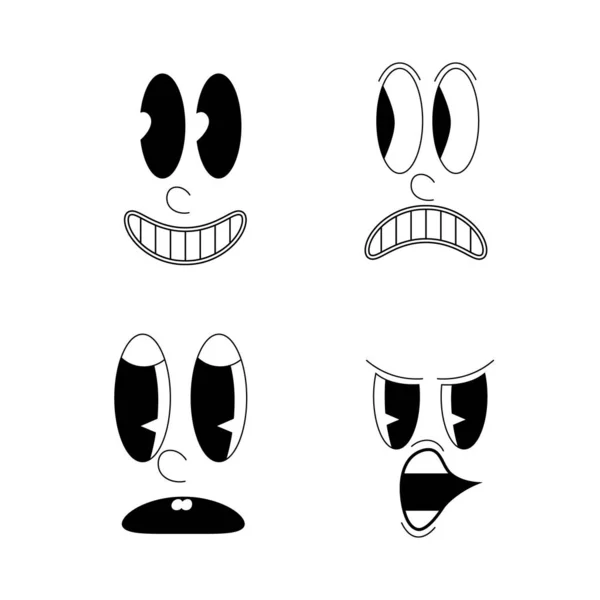 Personajes retro caras divertidas — Vector de stock