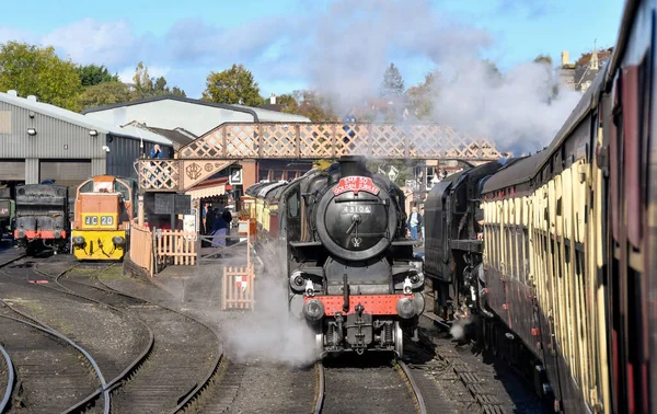 Bridgenorth Inglaterra Outubro 2021 Comboio Vapor Vintage Estação Ferroviária Bridgenorth — Fotografia de Stock