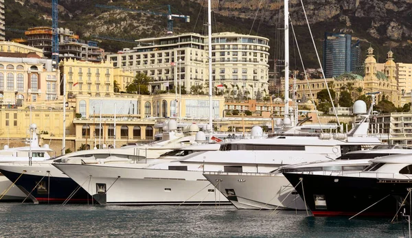 Monaco Europe Janvier 2018 Superyachts Luxe Amarrés Dans Port Monaco — Photo