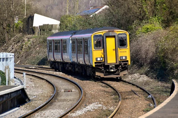Treforest Wales 2022 Március Közlekedés Walesbe Személyvonattal Közlekedő Személyvonat Közeledik — Stock Fotó