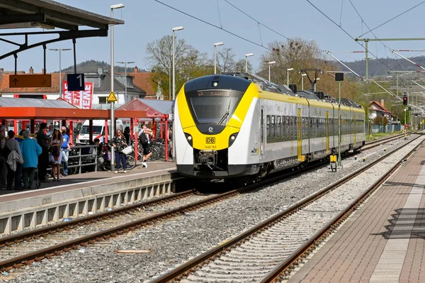 Breisach Deutschland April 2022 Moderne Elektro Bahn Bahnhof Breisach Endstation — Stockfoto