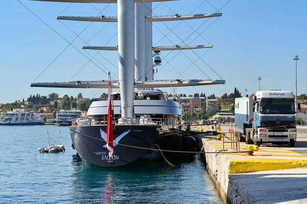 Corfou Grèce Juin 2022 Super Yacht Luxe Falcon Maltais Amarré — Photo