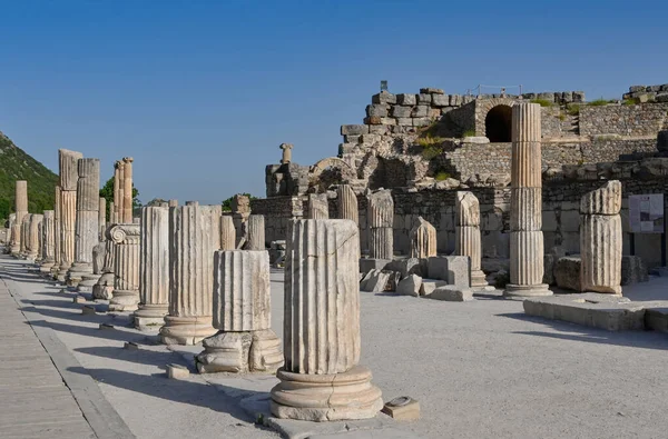 Efeso Kusadasi Turquía Mayo 2022 Fila Pilares Piedra Una Las —  Fotos de Stock