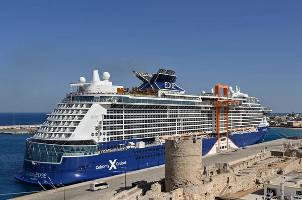 Rhodes Greece May 2022 Celebrity Edge Cruise Ship Town Docks — 스톡 사진