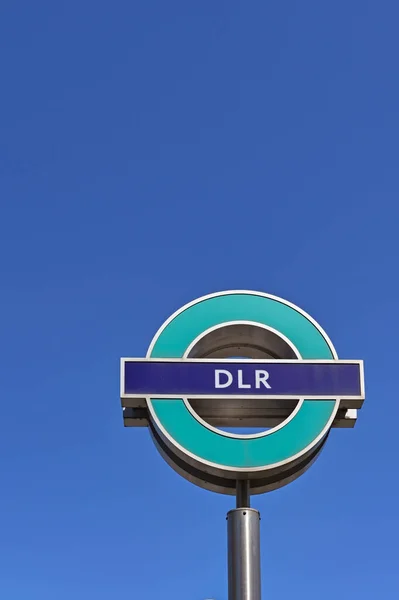 London England June 2022 Sign Entrance Railway Station Docklands Light — ストック写真
