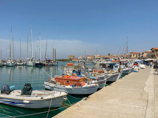 Aegina Greece May 2022 Small Fishing Boats Moored Island Main — Stock Photo, Image