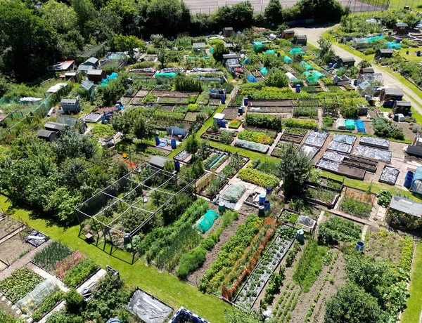 Pontypridd Wales July 2022 Aerial View Community Allotments Village Outskirts — Photo