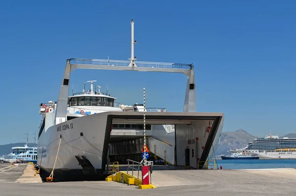 Corfu Greece June 2022 Commercial Car Ferry Vehicle Ramp Lowered —  Fotos de Stock
