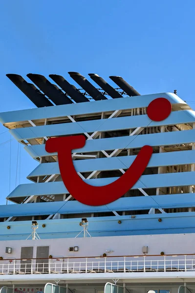Corfu Greece June 2022 Tui Logo Funnel Cruise Ship Operated — стоковое фото