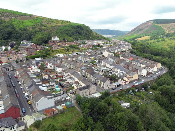Ferndale Rhondda Valley Wales July 2022 Aerial View Terraced Houses — 스톡 사진