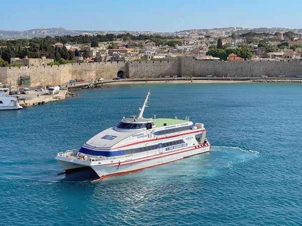 Rhodes Greece May 2022 High Speed Passenger Ferry Turning Leave — Stock fotografie