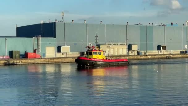 Amsterdam Netherlands August 2022 Tugboat Port Authority One Docks Basins — Vídeo de Stock