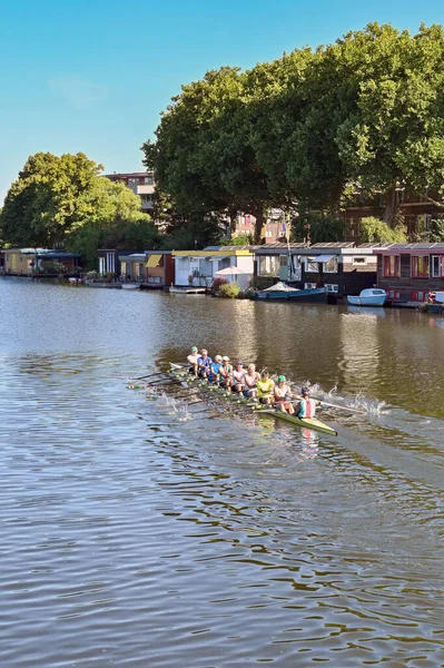 Utrecht Netherlands August 2022 Mature Adults Rowing Boat One City — Foto de Stock