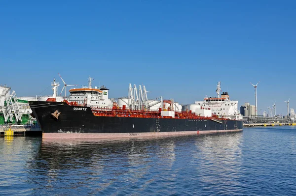 Antwerp Belgium August 2022 Large Oil Tanker Moored City Commercial — Stock Fotó