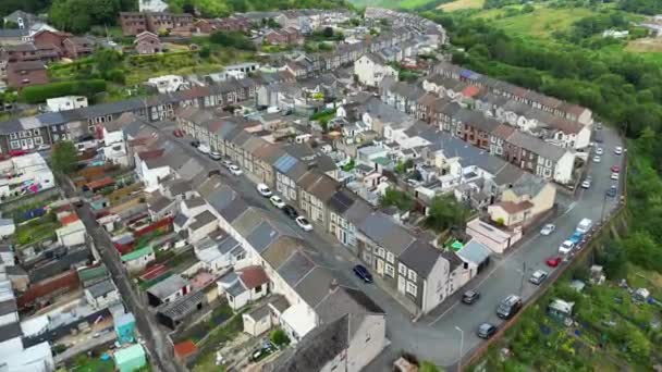 Ferndale Rhondda Valley Wales Červenec 2022 Letecký Pohled Nad Řadovými — Stock video