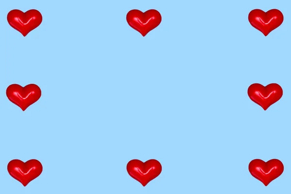 발렌티누스의 날 카드 야. 줄을 지어 있는 빨간 심장들 — 스톡 사진