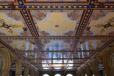 New York 'taki Central Park' ta Bethesda Kemerleri Tavanı.