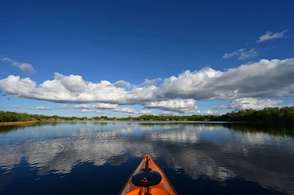 Őszi kajakozás a 9 mérföldes tavon az Everglades Nemzeti Parkban, Florida. — Stock Fotó