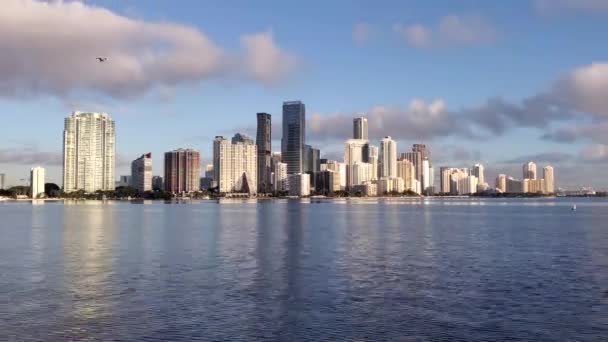 Timelapse de la Ciudad de Miami, Florida skyline al amanecer 4K. — Vídeo de stock