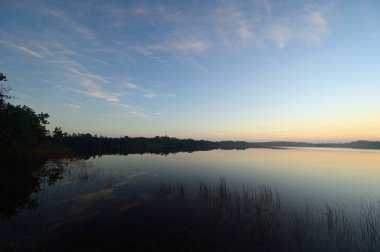 Everglades 'teki Nine Mile Pond' da gün doğumunda reçeteli yanık izleri..