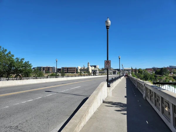 Monroe Street Bridge Sobre Río Spokane Centro Spokane Washington Mañana — Foto de Stock